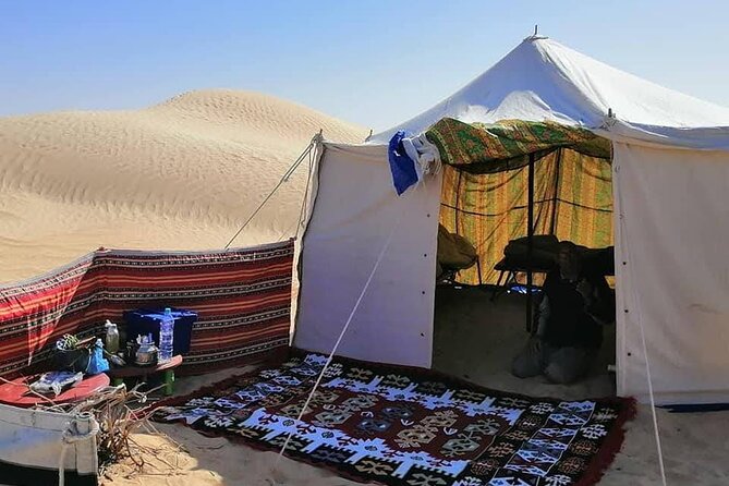 2 days tour to Douz & Ksar Ghilan oasis. and an overnight in the sahara under bedouin tent .. Dinner in the camp, Private Jeep - with english speaking guide. - From Djerba to the rocky south