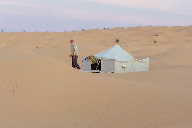 2 days tour to Douz & Ksar Ghilan oasis. and an overnight in the sahara under bedouin tent .. Dinner in the camp, Private Jeep - with english speaking guide. - What the $234.06 price covers